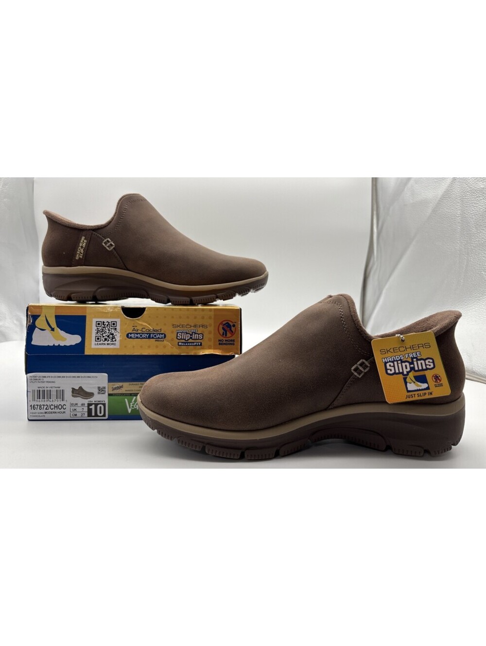Skechers Easy Going Modern Hour SlipOn Chocolate Shoes Hands Free Memory Foam 10